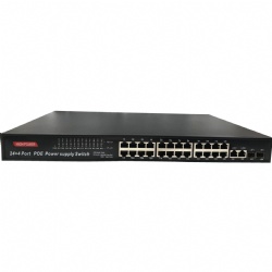 100Mbps 24 port POE switch with 2 1000Mbps RJ45 and 2 SFP Uplink ports