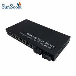Gigabit 2 SC fiber port and 8 RJ45 port fiber switch
