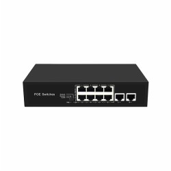 AI 100Mbps 10 port POE Switch with 8 POE port and 2 RJ45 Uplink