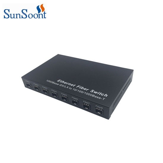 Gigabit 8 SFP fiber port and 2 RJ45 port fiber switch