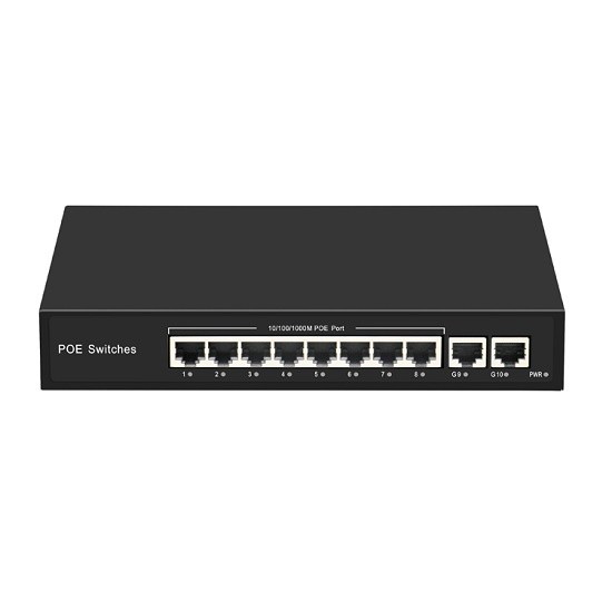 Switch PoE 8 puertos RJ45 + 2 RJ45 Uplink SW1008POE-G-120-E