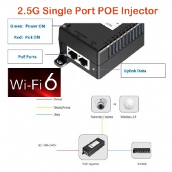 2.5G Single Port 30W POE Injector