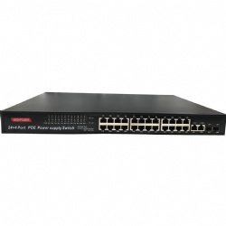 100Mbps 24 port POE switch with 2 1000Mbps RJ45 and 2 SFP Uplink ports