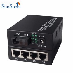 Gigabit 1 SC fiber port and 4 RJ45 port fiber optic switch