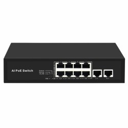 AI 10 port POE Switch with 8 100Mbps POE port and 2 Gigabit RJ45 Uplink